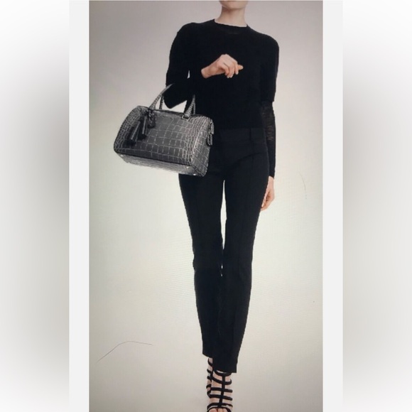 Coach Legacy Haley Satchel Exotic Croc-Embossed Leather 25324 Bag Navy/Sliver - Picture 11 of 12